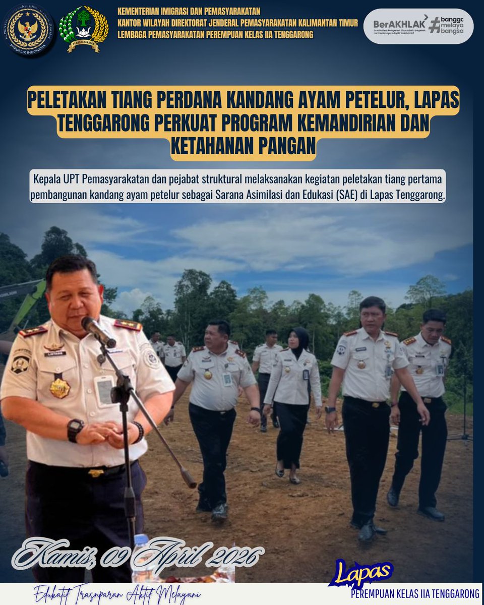 LppTenggarong's tweet image. Peletakan Tiang Perdana Kandang Ayam Petelur, Lapas Tenggarong Perkuat Program Kemandirian dan Ketahanan Pangan

#kemenimipas
#guardandguide
#ditjenpas
#pemasyarakatan
#PembinaanWBP
#keamanan