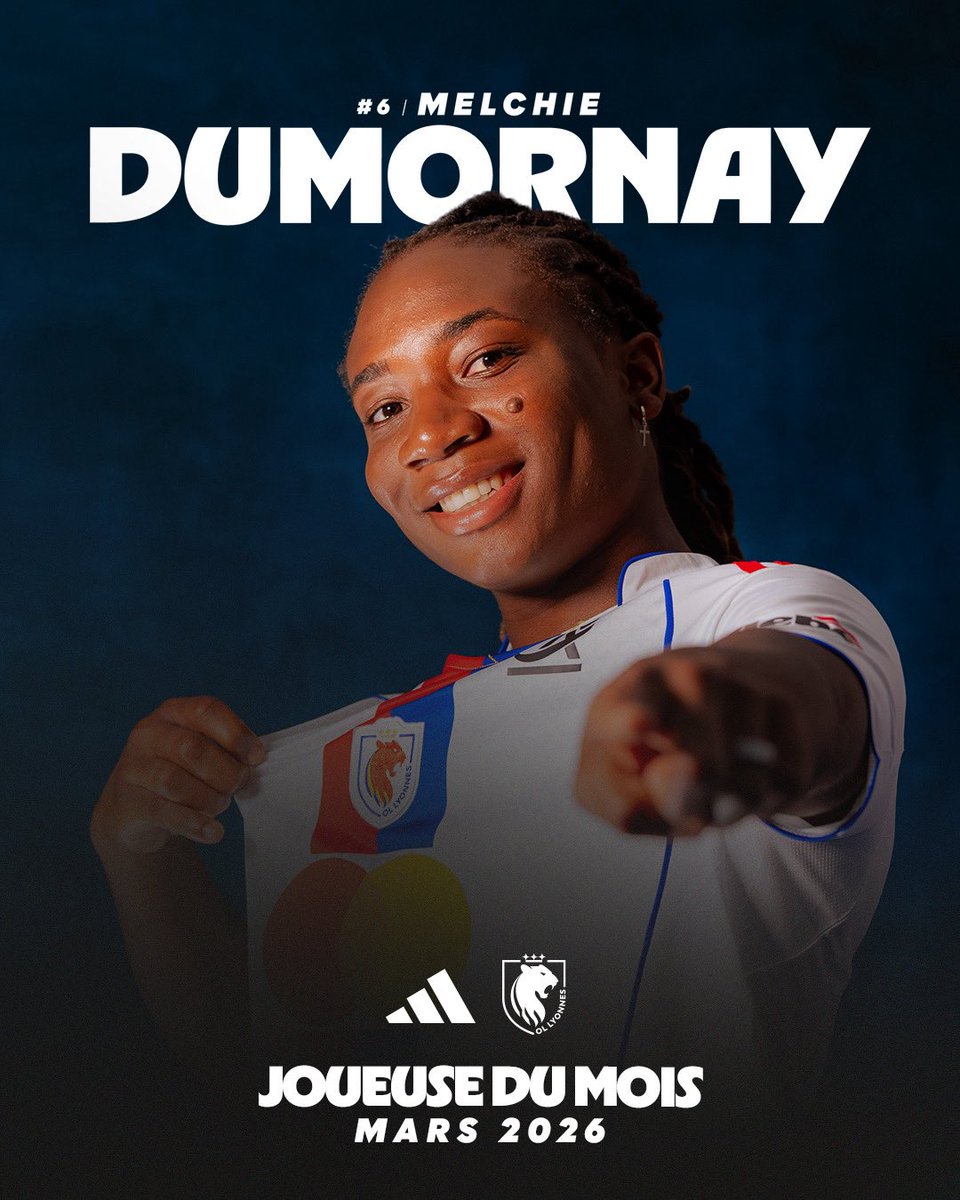 ol__lyonnes's tweet photo. Melchie Dumornay est votre 𝐽𝑜𝑢𝑒𝑢𝑠𝑒 𝑑𝑢 𝑚𝑜𝑖𝑠 de Mars. ✨ 

⚽️ 1 but en finale de Coupe LFFP et 2 passes décisives en championnat à son actif ! https://t.co/YRnRvcS7dP