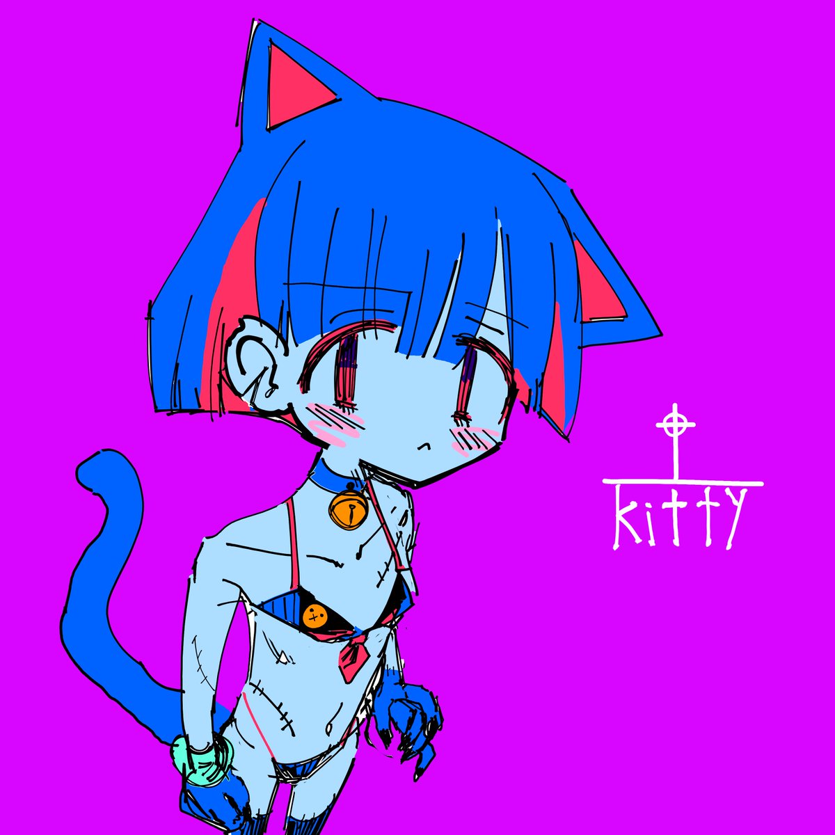 The mystical 4-eared zombie catgirl. If peace breaks out in the world, I'll alive her again. #krita #sketch