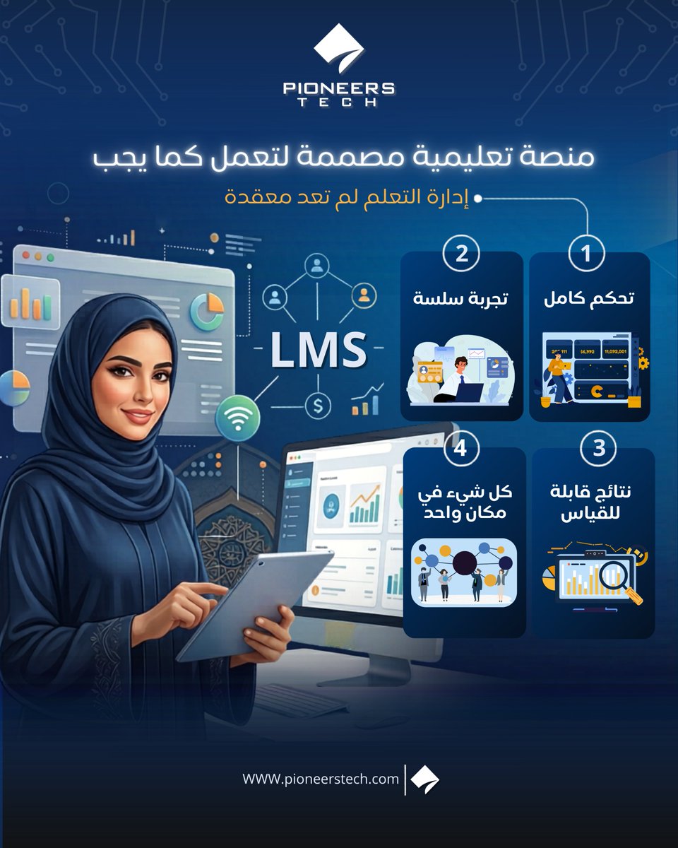 منصة تعليمية مصممة لتعمل كما يجب 🎯
مع نظام LMS من Pioneers Tech، إدارة التعلم أصبحت أسهل، أسرع، وأكثر كفاءة.
✨ تحكم كامل بكل التفاصيل
✨ تجربة سلسة للمستخدمين
✨ كل شيء في مكان واحد
✨ نتائج واضحة قابلة للقياسابدأ رحلتك نحو إدارة تعليمية متكاملة اليوم 🚀
#LMS #PioneersTech