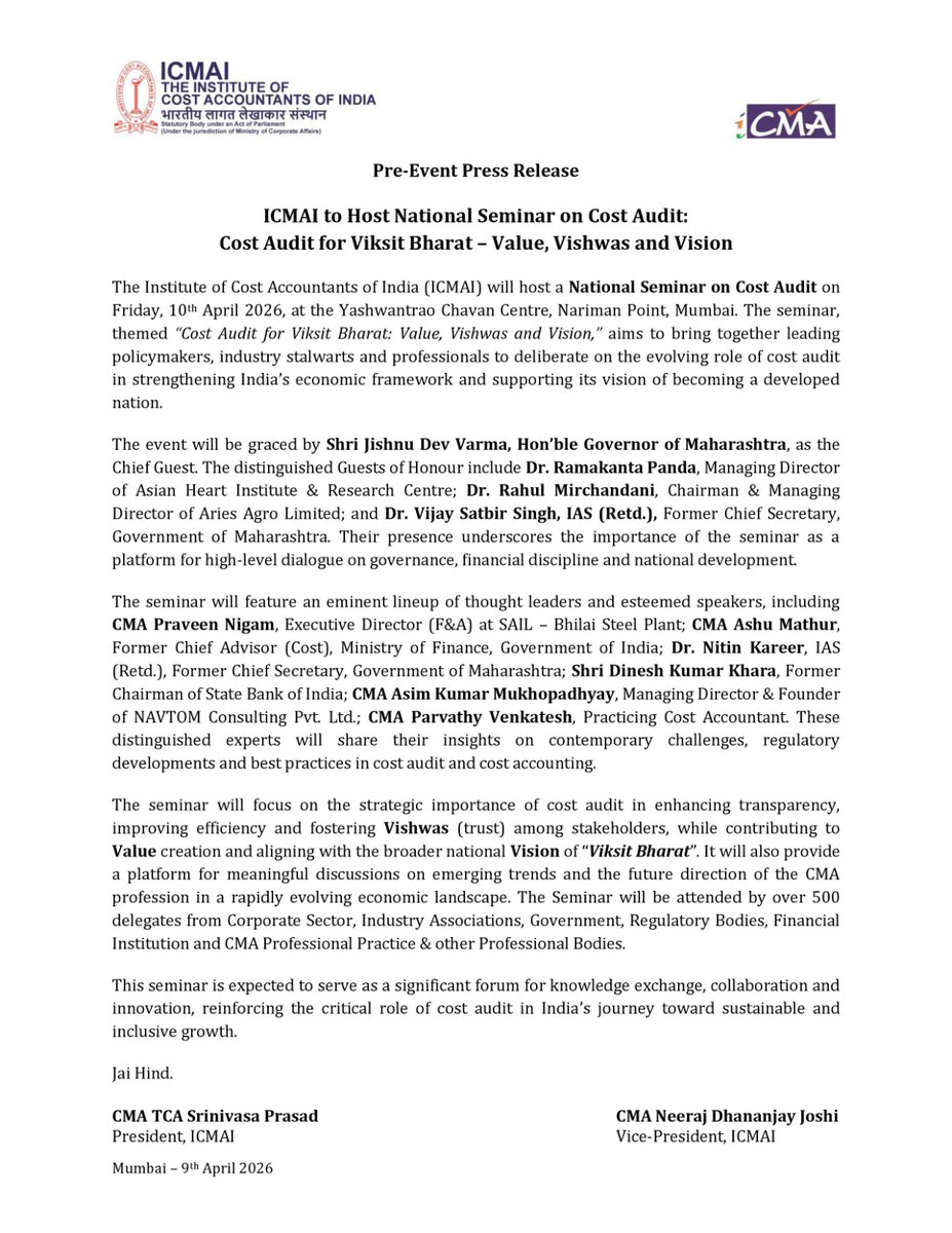 The Institute of Cost Accountants of India tweet media