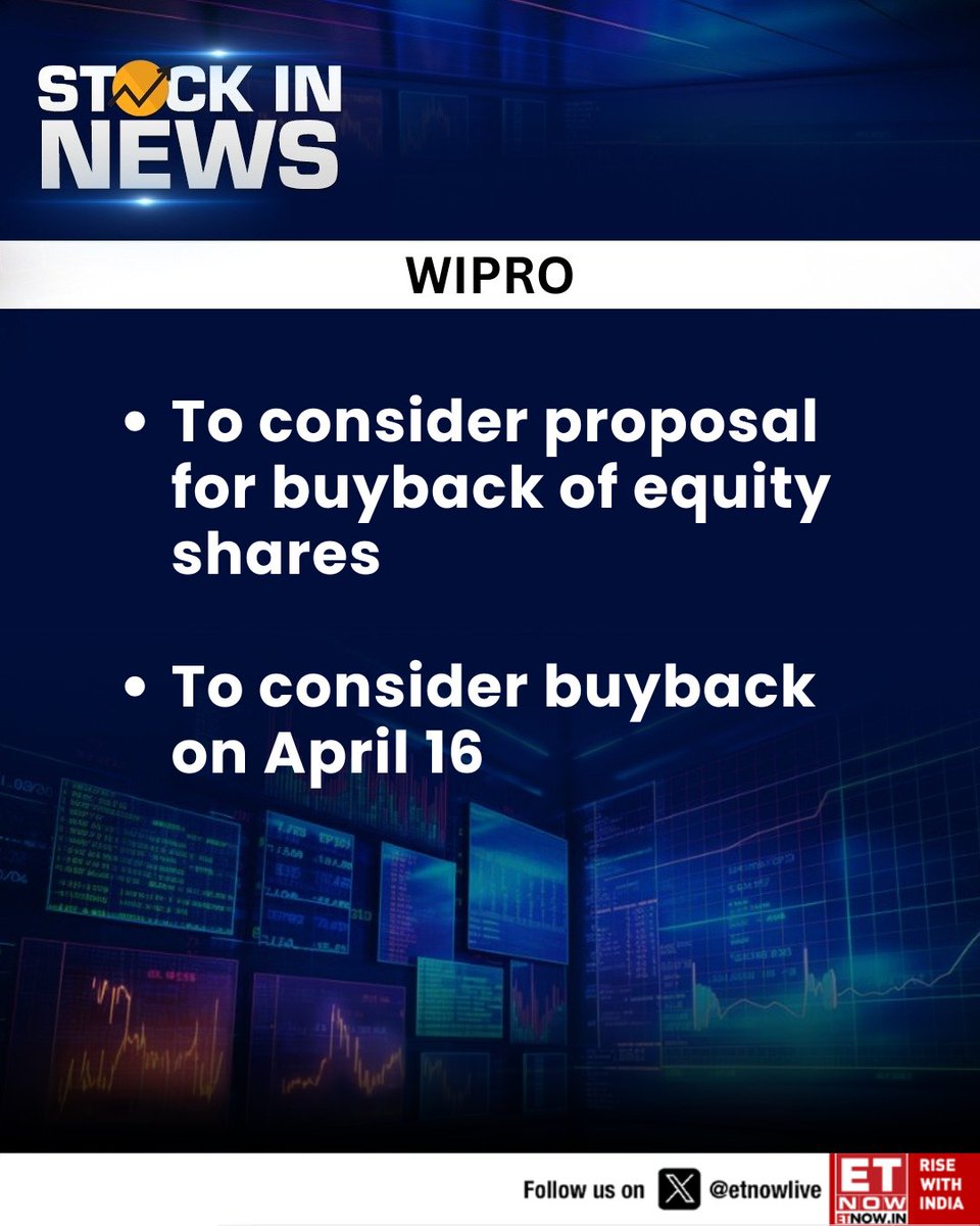 ETNOWlive's tweet image. #StockInNews | Wipro to consider proposal for buyback of equity shares    

#WIPRO #StockMarket
