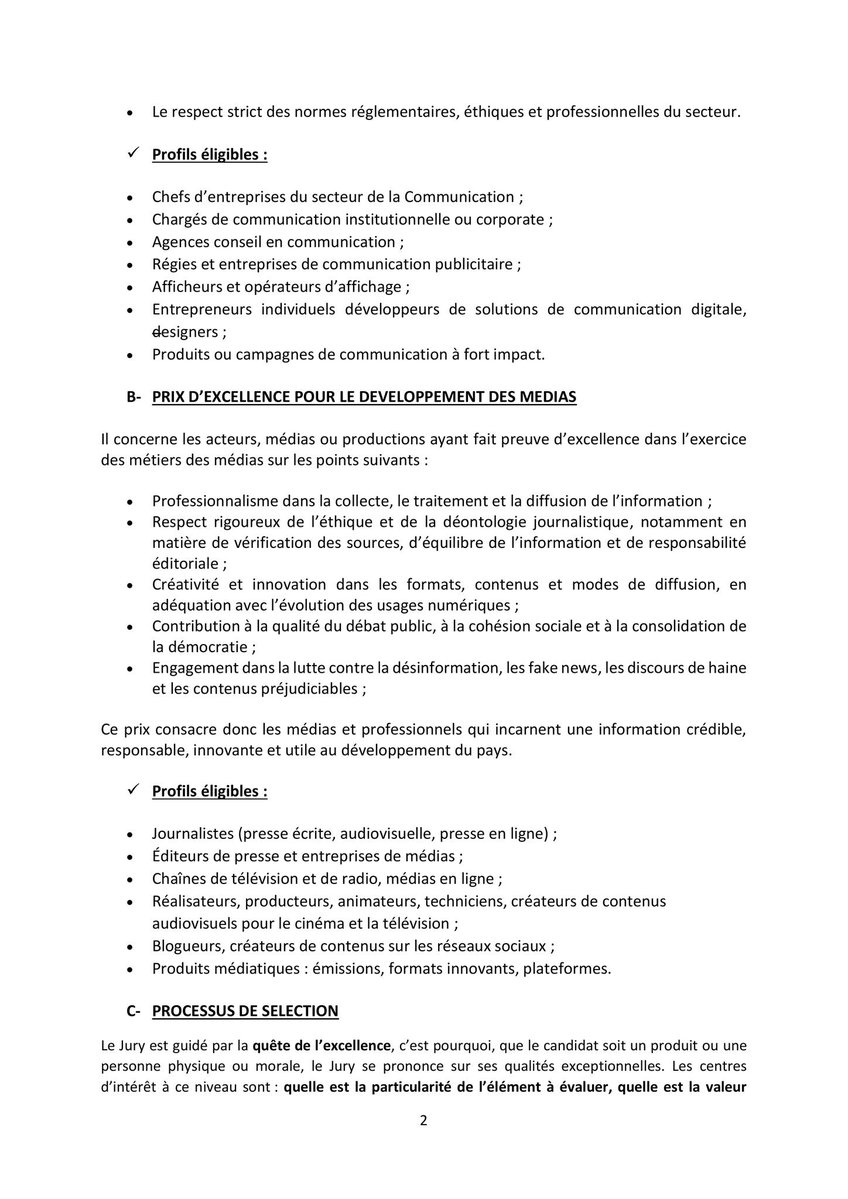 MINCOM_CI's tweet image. 𝐀𝐯𝐢𝐬 𝐚̀ 𝐦𝐚𝐧𝐢𝐟𝐞𝐬𝐭𝐚𝐭𝐢𝐨𝐧 𝐝’𝐢𝐧𝐭𝐞́𝐫𝐞̂𝐭
Dans le cadre de l’organisation du Prix National d’Excellence 2026, le Ministère de la Communication lance un appel à manifestation d’intérêt à l’endroit des acteurs du secteur.
#PNE2026 #Excellence #Communication