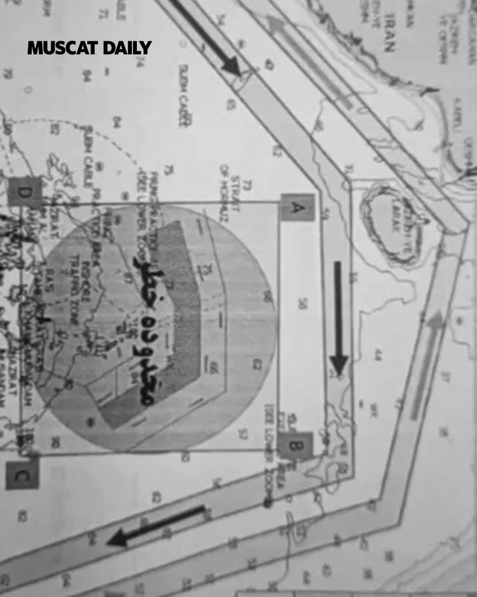 muscat_daily's tweet photo. The IRGC has released a map outlining alternative routes in the Strait of Hormuz to avoid naval mines. Ships are advised to coordinate with Iranian authorities and follow a northerly path. 

#Iran #StraitOfHormuz #IRGC #ShippingAlert https://t.co/nJZbHbEakD
