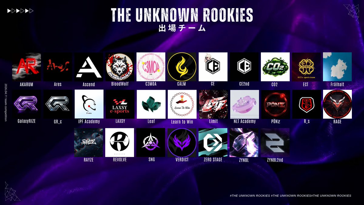 UNKNOWNROOKIES's tweet photo. ～開催延期のお知らせ～
【THEUNKNOWNROOKIES】

4/12(日)20:00～
開催予定でしたが、公式大会の追加により【開催延期】とさせていただきます

関係各位、参加チームの皆様ご理解の程よろしくお願いいたします

開催日は改めてお知らせいたします

 #UNR
 #THEUNKNOWNROOKIES https://t.co/2E6MtbnM0S