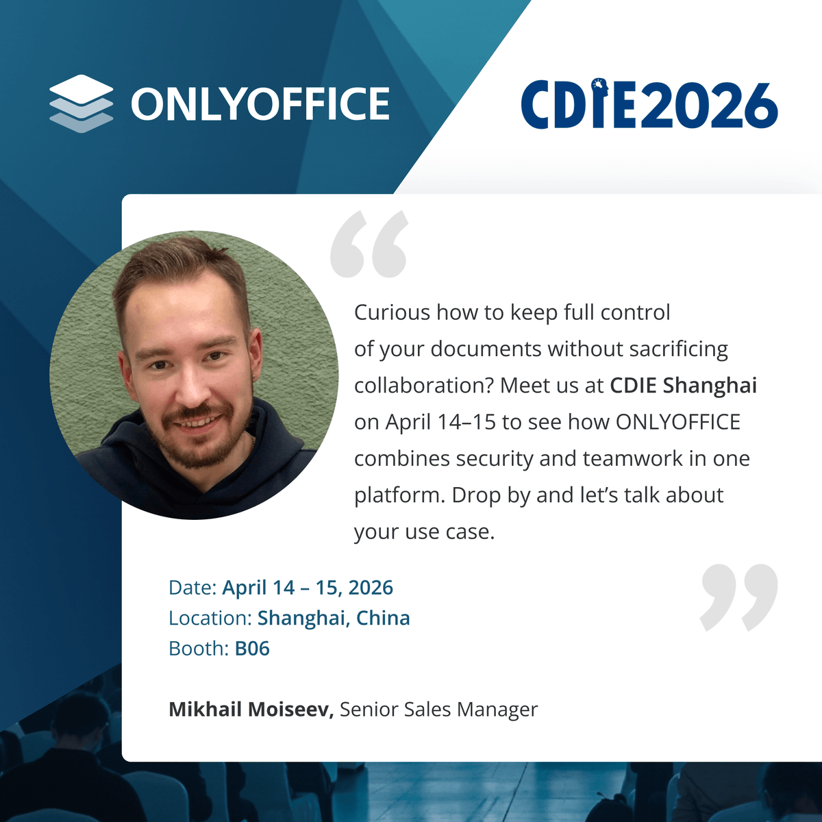 only_office's tweet image. Join us at the China Digital Innovation Expo 2026 🇨🇳

Meet us in Shanghai on April 14-15 for a premier global event where digital transformation and business innovation converge.

🌐 cdie.cn/2026-CDIE-SH

#CDIE2026 #DigitalTransformation #Innovation