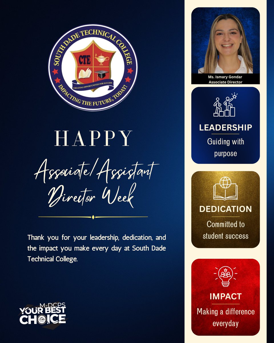 dade_south's tweet photo. From solving problems to supporting everyone—you do it all 💙 We appreciate you!#YourBestChoiceMDCPS #SouthDadeTech #HomesteadFl @SuptDotres https://t.co/MDeaBGY3yx