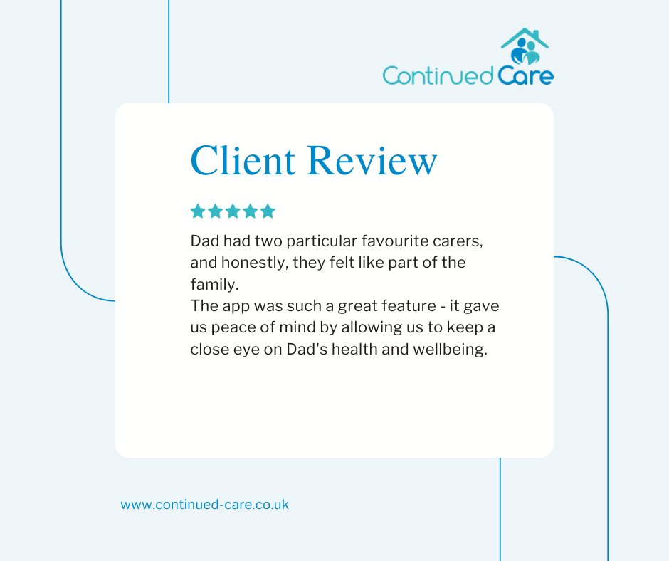 Continued_Care's tweet photo. 🩵 A heartfelt review on the Homecare website. We share all feedback with our carers and thank you for these kind words regarding the care and support you received.

#FiveStarReviews #ClientTestimonial https://t.co/hLDpRbng7S