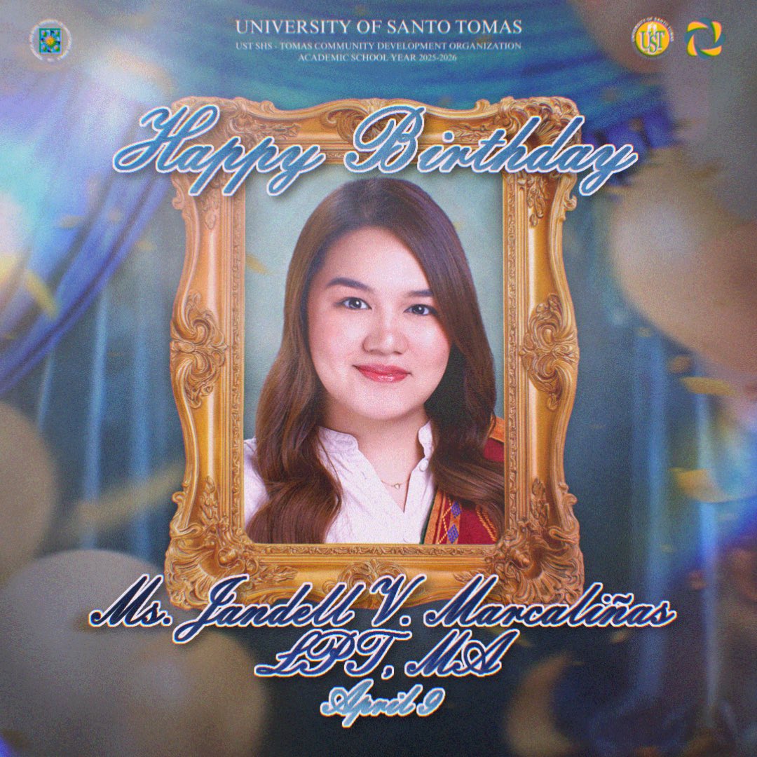 ustshstomas's tweet photo. Celebrating the wisdom of our beloved Adviser,
Happy birthday, Ma’am Jandell Marcalinas!🎂

As our adviser, you are more than just a leader, you are the spark of inspiration that makes the TOMAS shine.✨ https://t.co/n6HtFg5GM7