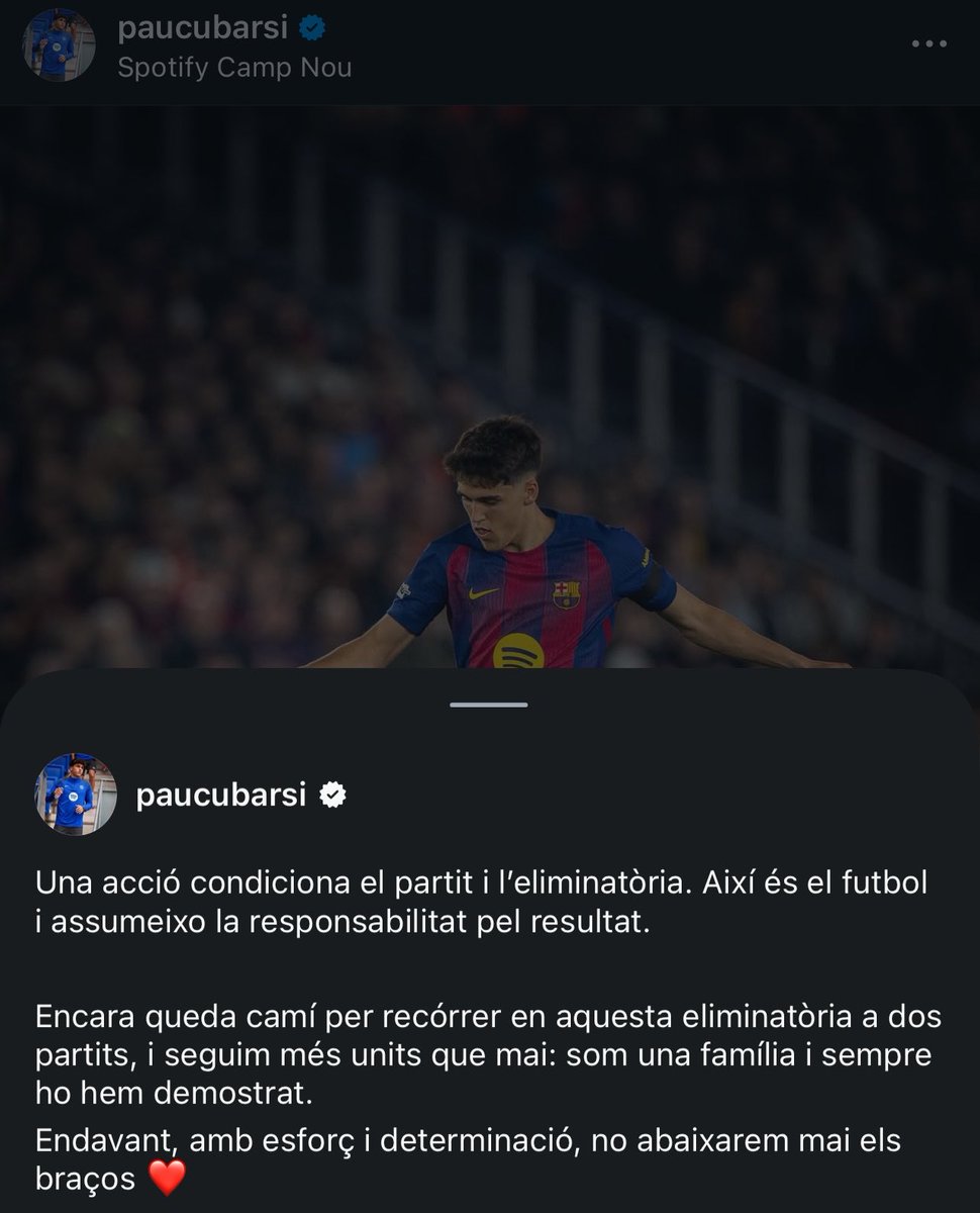 Por lo menos Cubarsi admite que es culpa suya y asume la responsabilidad 

Araujo en su día salió a culpar a todo el equipo menos a él😂