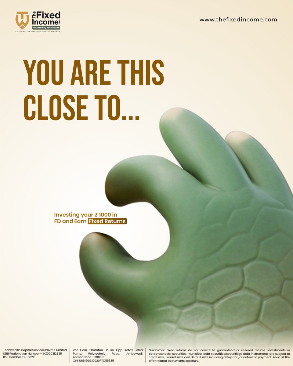 Zoom in… you might be closer than you think 👀
Start with ₹1000 in FD and earn fixed returns.

#TheFixedIncome #FixedReturns #Investing #youarethisclose #investments #fd #Fixeddeposits