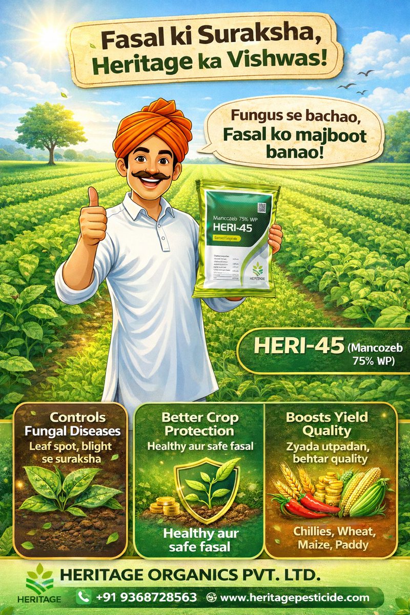 HPesticide6430's tweet image. Protect your crops, maximize your yield 🌱
Advanced protection against fungal diseases for healthier and stronger harvests.
📞 Call/WhatsApp: +91 95554 99078
#CropProtection #FarmingIndia #AgriSolutions #HealthyCrops #HighYield #FarmCare #ModernFarming #AgriBusiness #FarmersLife