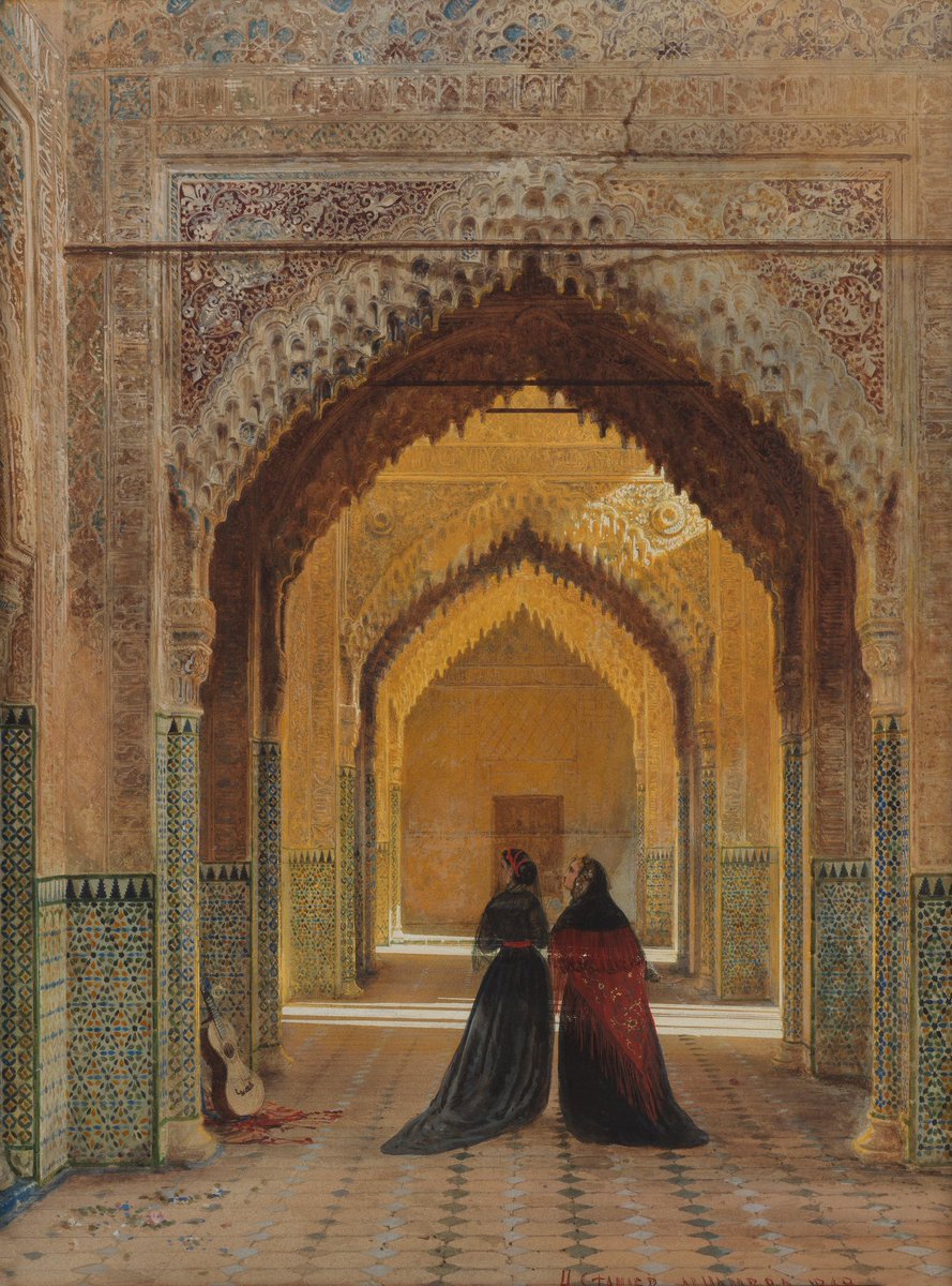 baetis77's tweet photo. Henry Stainer fue un pintor decimonónico nacido en Birmingham. En un viaje a Granada creó cuadros de corte romántico y orientalistas que mezclaban el exotismo de la Alhambra con la cotidianidad de sus habitantes. https://t.co/ZxRhVieHW4