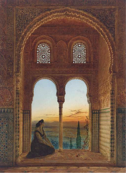 baetis77's tweet photo. Henry Stainer fue un pintor decimonónico nacido en Birmingham. En un viaje a Granada creó cuadros de corte romántico y orientalistas que mezclaban el exotismo de la Alhambra con la cotidianidad de sus habitantes. https://t.co/ZxRhVieHW4