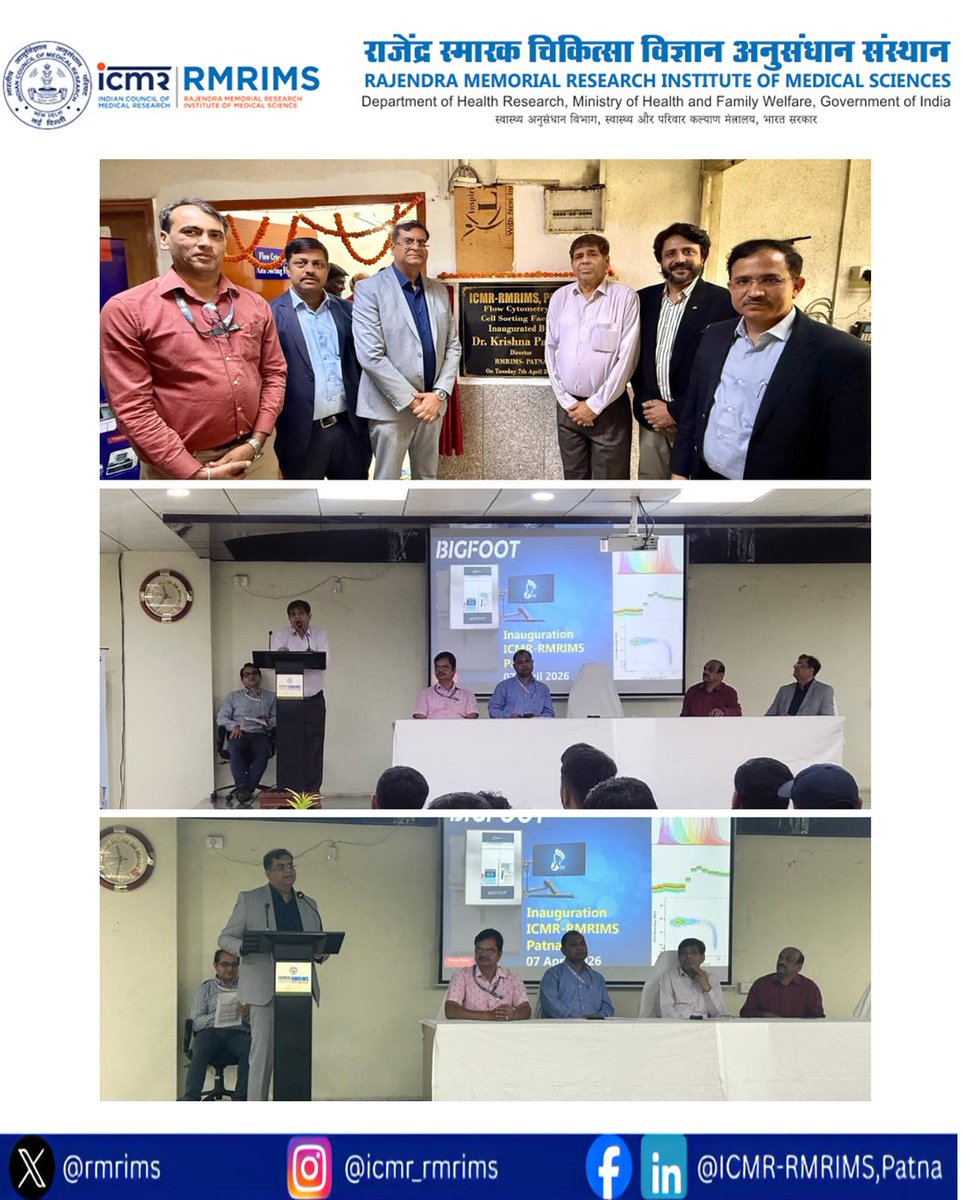 icmr_rmnihr's tweet photo. @ICMR_RMRIMS is pleased to share the inauguration of the Flow Cytometry &amp; Cell Sorting facility at ICMR-RMRIMS, Patna on 7th April 2026, inaugurated by Director Dr. Krishna Pandey.
@thermofisher  
#FlowCytometry #CellSorting #ThermoFisher #ICMRRMRIMS #Patna https://t.co/JBNPyc6Q5a