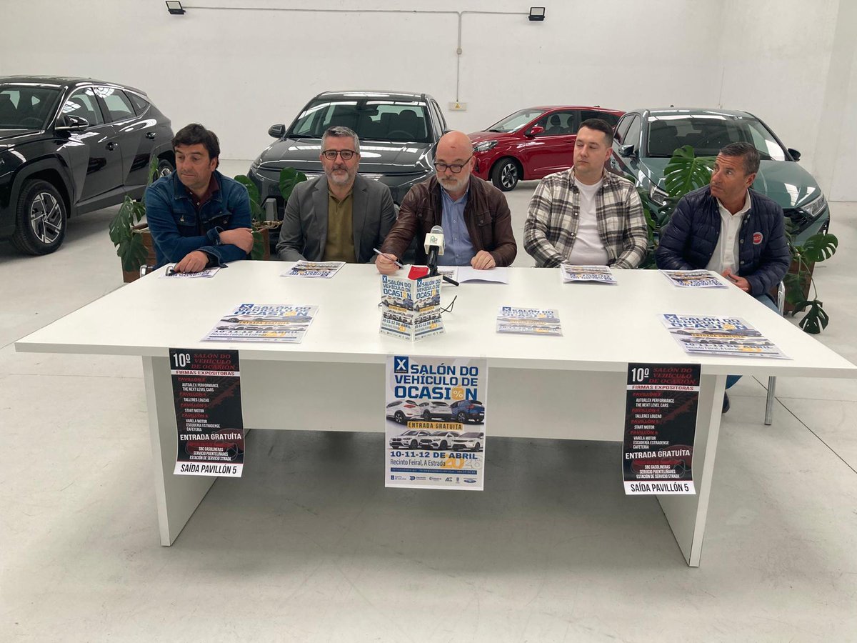 fecae1's tweet photo. Presentación do X Salón do Vehículo de Ocasión:Manuel Magariños,Óscar Durán, Daniel González -Next Level Cars-,Toño Camba -Start Motor- e Victor Louzao -Talleres Louzao-.
📷Recorda que nesta edición a entrada é 📷gratuíta
📷 Do 10 ao 12 de abril.
📷Recinto Feiral da Estrada. https://t.co/6yYi3IbBWl