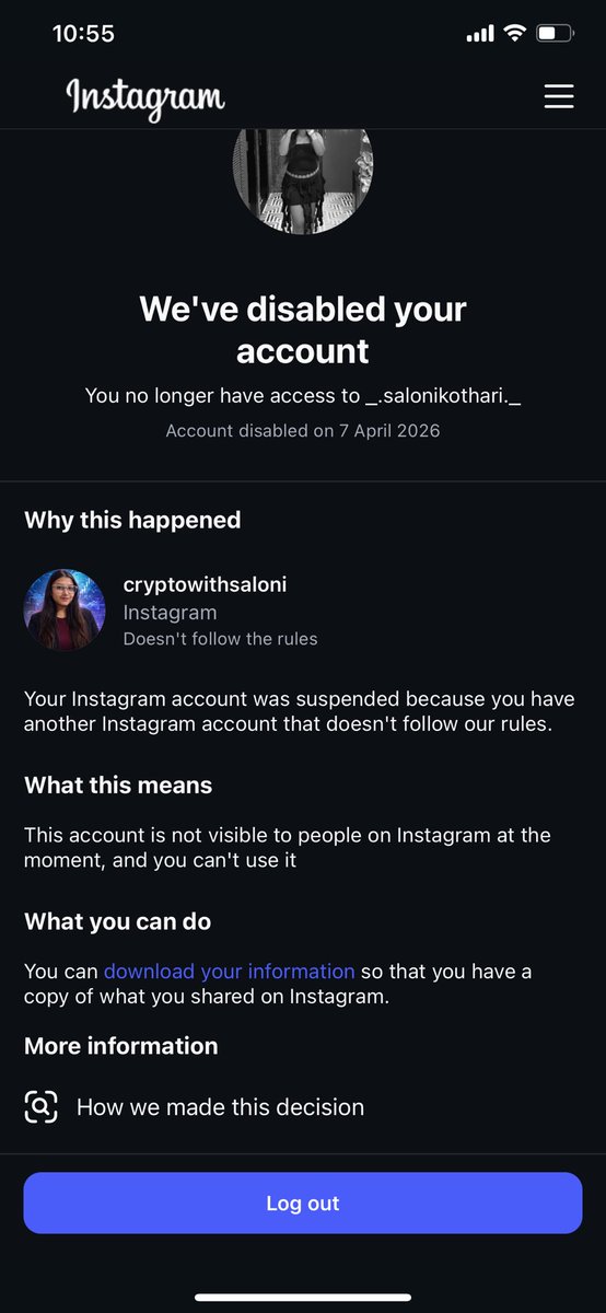Salonik27's tweet photo. My personal account (_.salonikothari._) has been disabled by @instagram due to an alleged issue with a different linked account of mine (cryptowithsaloni).

I want to make this absolutely clear — I have not engaged in any fraudulent or deceptive activity. 

My work has always been focused on news and awareness, not promotion of scams.

Also, disabling my personal account, which has no direct involvement, is unfair and deeply concerning. 

This has impacted my personal data, connections, and digital presence.

I urge @instagram to review my case independently and take immediate action to restore my account.

#Instagram #AccountDisabled #FixThis #DigitalRights