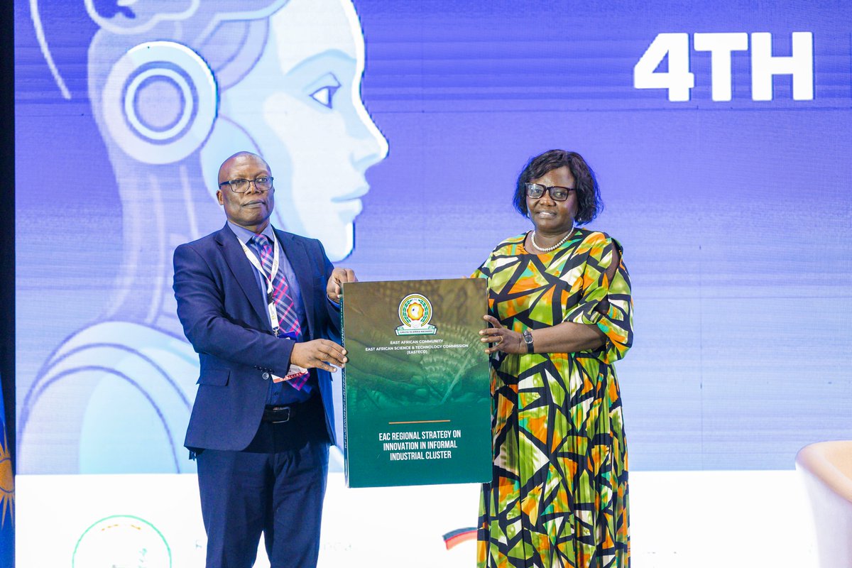 mfbenda's tweet photo. @easteco1 and EAC Ministers of EAC Affairs launched the EAC Regional Strategy on Innovation in Informal Industrial Cluster during the 4th STI Conference- AI4EAC in Kigali on 1st April 2026 https://t.co/9V0zdBLtOQ.  The strategy visions a competitive, highly performing, innovative industrial clusters for regional economic transformation, with aim to transform industrial clusters into dynamic hubs of innovation and growth, driving socioeconomic
development in the EAC region. Download the strategy: https://t.co/hogj527vKS