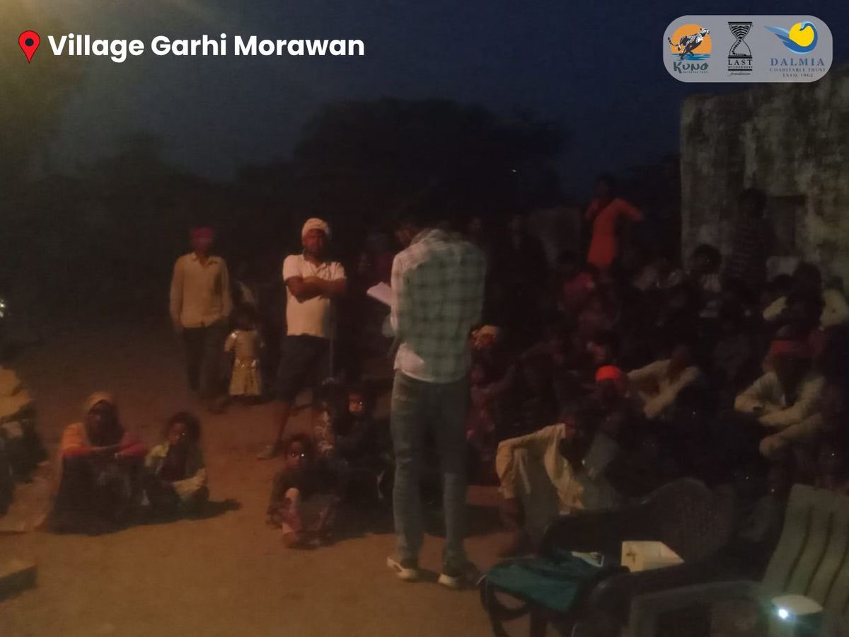 LastWilderness's tweet image. With support from Kuno Forest Dept &amp;amp; #DalmiaCharitableTrust, forest fire awareness sessions were held in Katila, Ranipura &amp;amp; Garhi Morawan. 100+ community members engaged through films &amp;amp; discussions on prevention, followed by distribution of summer essentials.
#lwf
