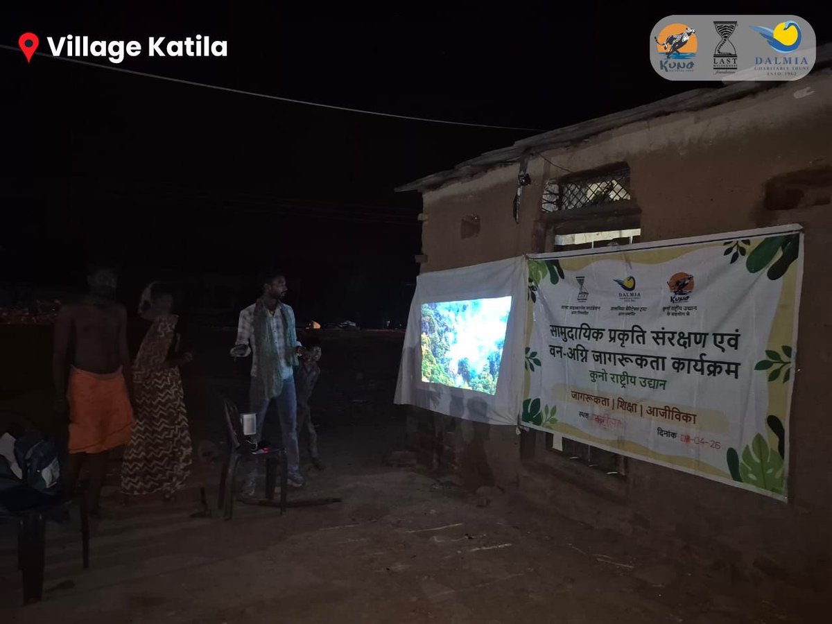 LastWilderness's tweet image. With support from Kuno Forest Dept &amp;amp; #DalmiaCharitableTrust, forest fire awareness sessions were held in Katila, Ranipura &amp;amp; Garhi Morawan. 100+ community members engaged through films &amp;amp; discussions on prevention, followed by distribution of summer essentials.
#lwf