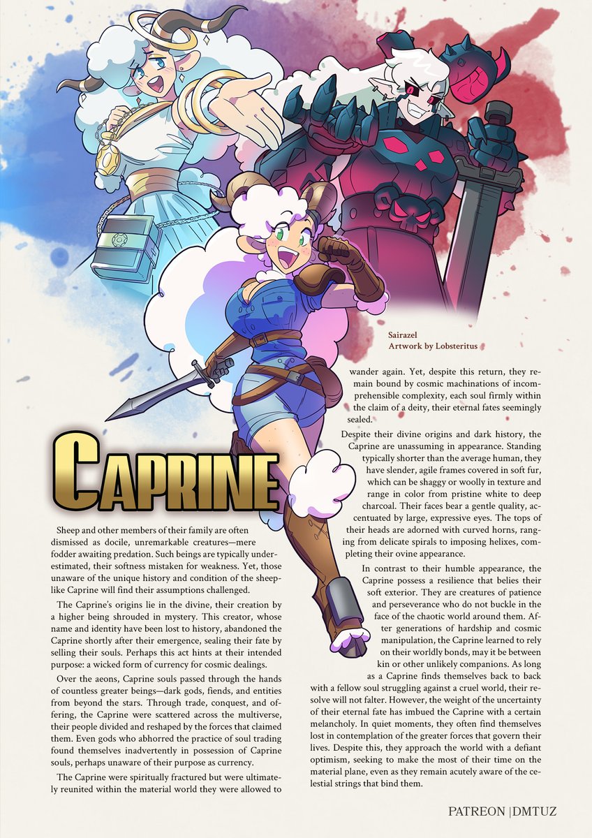 dm_tuz's tweet image. Like lambs to the cosmic slaughter? Not so much with the Caprine!

Follow for regular Monster Girl/TTRPG Content!

#monstergirl #MonsterGirls #DnD #dnd5e #dungeonsanddragons