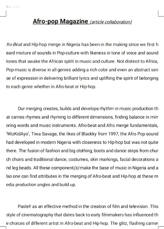 Ibe_Chukwunonso's tweet photo. 🎼Afro-pop Magazine (article collaboration) @elonmusk 📑 #writing #art #GQHype #wirelessfestival 🎶 https://t.co/NokyjocbY5