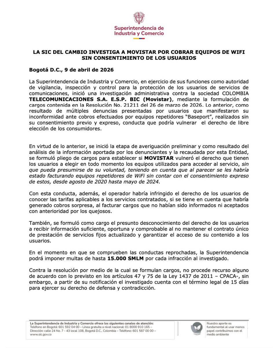 Superintendencia de Industria y Comercio 🇨🇴 tweet media