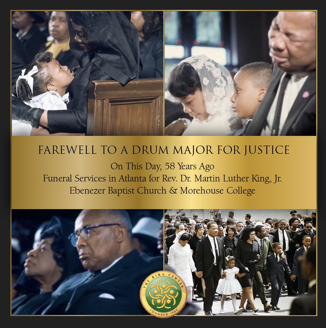 TheKingCenter's tweet image. #OTD 58 years ago…Farewell to a Drum Major for Justice

#MLK #CorettaScottKing #Atlanta
