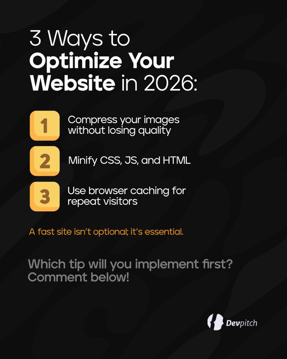 DevpitchCo's tweet image. A fast website isn’t a luxury, it’s a competitive advantage.
Small optimizations today can mean better performance, higher conversions, and happier users tomorrow.

Send a message now to get a fast website!

#Devpitch
#WebOptimization
#WebDevelopment
#TechTips
#WebsitePerformance