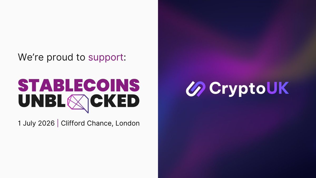 CryptoUKAssoc's tweet photo. We’re pleased to be supporting Stablecoins Unblocked once again this year. 

The incredible turnout at last year’s event was a clear testament to the growing momentum behind stablecoins as they continue to transition from crypto into mainstream finance.

Confirmed speakers for 2026 so far include:

🔹Diego Ballon Ossio (Partner, @Clifford_Chance)
🔹Su Carpenter (Executive Director, @CryptoUKAssoc)
🔹Nicola Bilotta (EU-Supervisory Digital Finance Academy Lead, @EUI_FBF_School)
🔹Mimi Kufuor (CEO, @koinkoinapp)
🔹Laura Navaratnam (UK Policy Lead, @crypto_council)
🔹Andrew MacKenzie (Founder & CEO, @AgantFinance)
🔹Izabella Kaminska (Founder Editor, The Blind Spot and The Peg)
🔹Richard Crook (CEO, @DeusXPay)
🔹Jannah Patchay (Founder, Markets Evolution)
🔹Kene Ezeji-Okoye (Chief Blockchain Officer, @ubyx_)
🔹Gwera Kiwana (Expansion and Partnerships, @SlingMoney)
🔹Plus, more speakers to be announced in the coming weeks!

We’re looking forward to seeing this fantastic lineup of expert speakers and panellists continue to grow in the weeks ahead.

Join the waiting list: https://t.co/YBy30C0Vmr