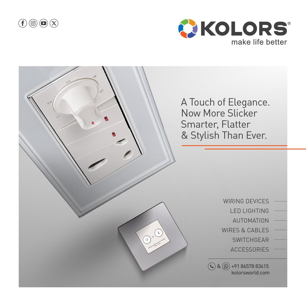 KolorsIndia_tw's tweet photo. The evolution of perfection-Krest Switches are now slimmer, smarter, and sleeker than ever. With an ultra-modern design and seamless operation, they bring effortless elegance to every wall.โจ
#ModularSwitches #InteriorDesign #LuxuryInteriors #HomeDecor #Kolors https://t.co/G6JaCzLmCB