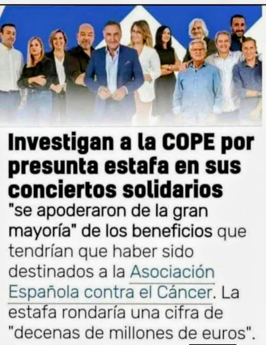 jebl_'s tweet photo. La investigación a la  COPE por una presunta estafa en sus conciertos solidarios no es solo un escándalo contable; es una bofetada de realidad que aterriza directamente en la línea de flotación de una institución que se presenta como el faro moral de este país... https://t.co/Pkmttlf56s