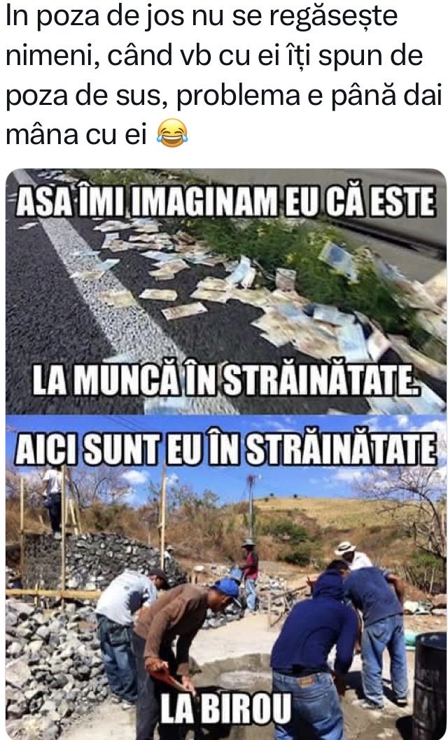 PensioRetired's tweet photo. Dacă încă mai avem mentalitatea că cei care muncesc în birou sunt SUPERIORI celor care CONSTRUIESC clădirea….
Totul se explică ⚠️
(Epoca de Aur/piatra 😂😂😂)
Mai e mult “de lucru”…😉⤵️ https://t.co/4YUquHpWrj