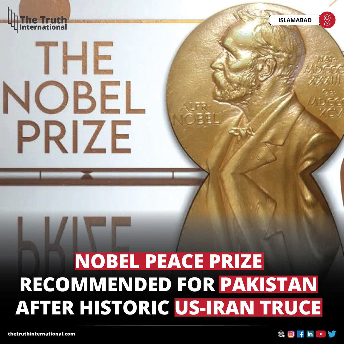 ttimagazine's tweet image. Nobel Peace Prize recommended for Pakistan after historic US-Iran truce

FOR FULL STORY: thetruthinternational.com/nobel-peace-pr…

#NobelPeacePrize #recommended #Pakistan #historic #US #Iran #truce #Islamabad #TTI