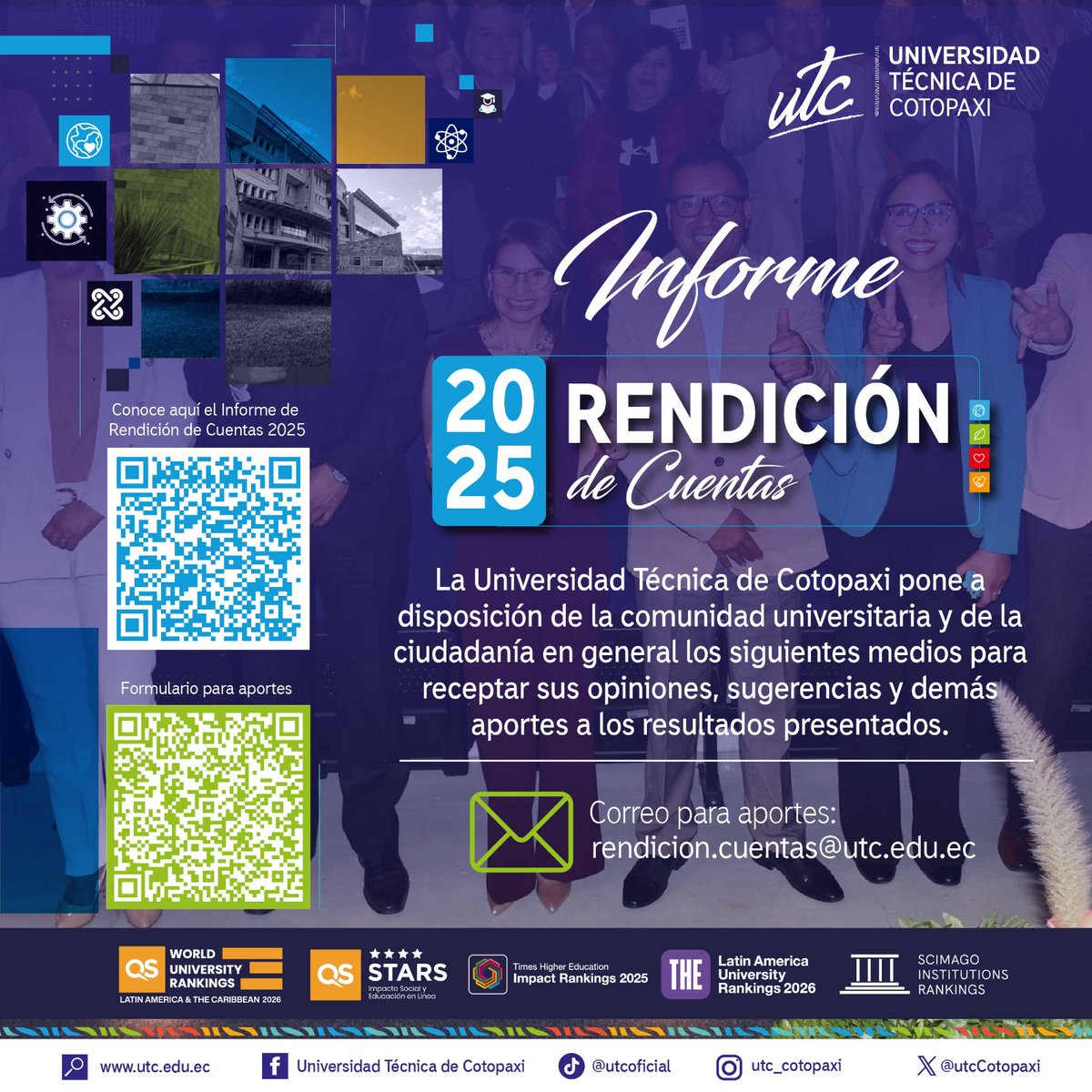 utcCotopaxi's tweet photo. 📊✨Ponemos a tu disposición nuestro Informe de Rendición de Cuentas, un espacio de transparencia y compromiso con nuestra comunidad. 🔗 Da clic aquí y revísalo: https://t.co/a7ZZycbC2q

Tus aportes y sugerencias son fundamentales para seguir mejorando
#RendiciónDeCuentas #SoyUTC https://t.co/477t2RHP3w