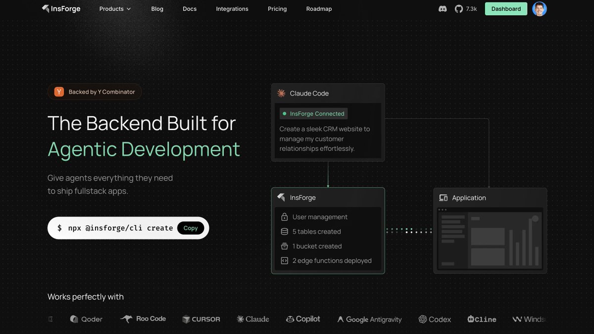 midudev's tweet image. ¡Nueva alternativa a Supabase con buena pinta!
¿Lo mejor? Integración completa a base de Agent Skills.

✓ Base de datos PostgreSQL, autenticación, IA...
✓ Capa gratuita generosa

Se llama Insforge → insforge.dev