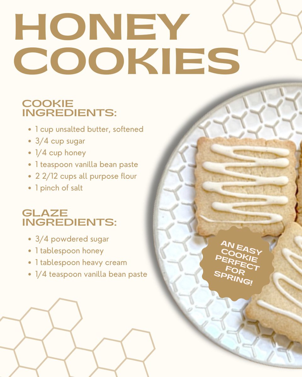 Looking for the perfect spring dessert? Elsie's honey cookies are the best (slightly) sweet treat. 🍯Here's what you'll need – ingredients already in your pantry! Head to our website for directions.