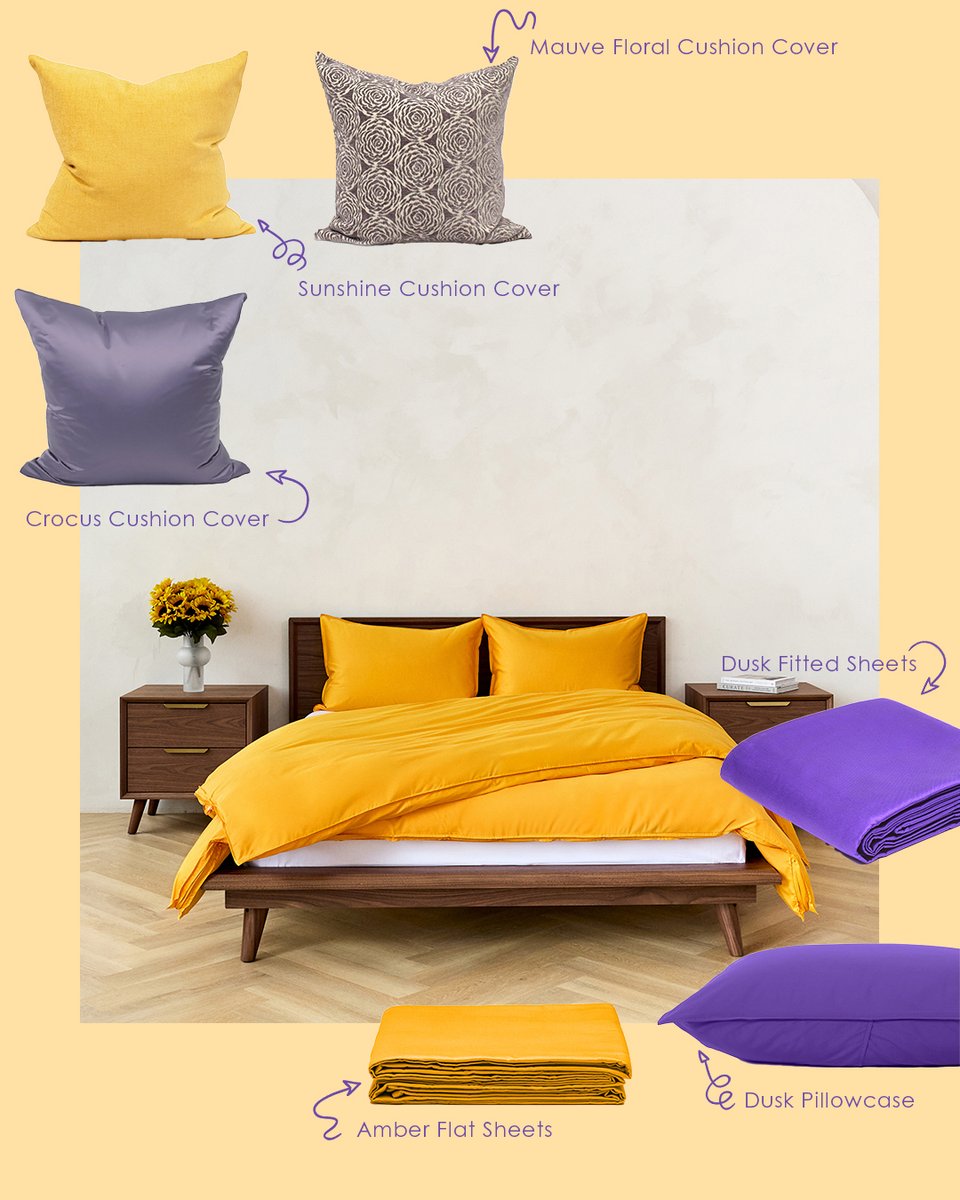 CanadianDown's tweet photo. The unexpected but oh-so good colour combo that is Dusk &amp; Amber. Taking inspiration from the iris, these rich colours show opposites can truly attract. Layer an Amber duvet cover and pillowcase set with Dusk sheets, pillowcases and some decorative cushions for texture. https://t.co/zNZQB0CWQc