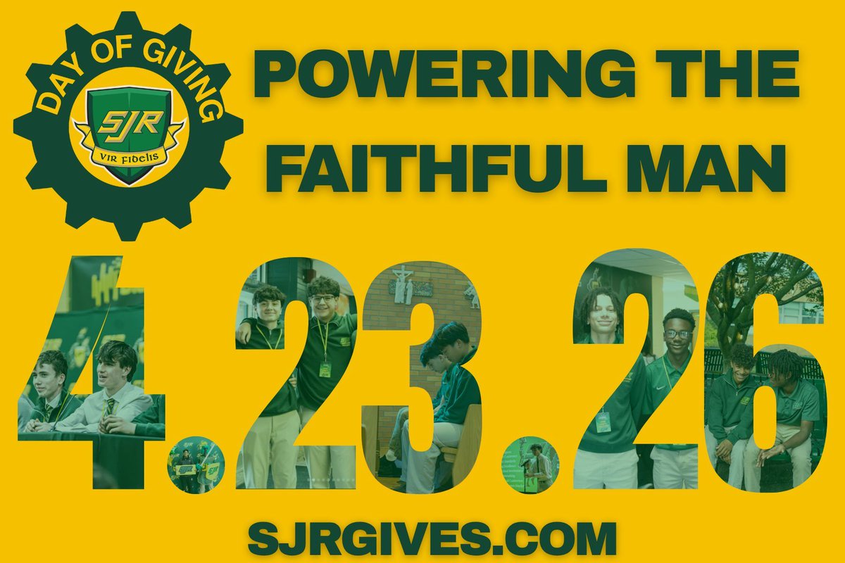SJRHighSchool's tweet photo. We are 2 weeks away!

On April 23, the SJR community comes together, powering the Vir Fidelis and celebrating its annual Day of Giving! 

This day supports The SJR Fund- Every gift makes a difference. https://t.co/My9FsTteTo