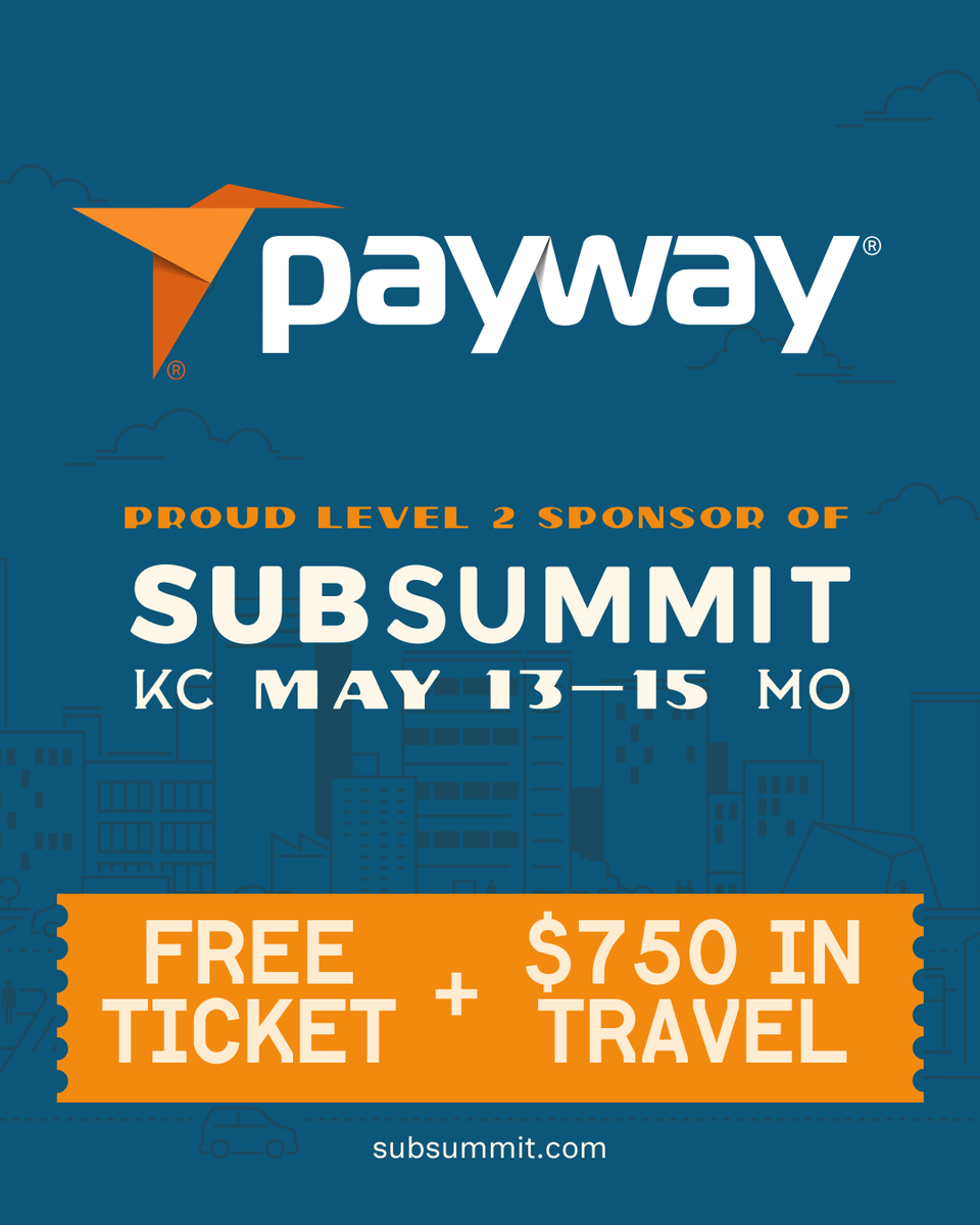 GoPayway's tweet photo. The Payway team will be in Kansas City for @SubSummit, and we can’t wait to meet with the world’s best e-commerce &amp; subscription brands!

When: May 13-15, 2026
Where: Kansas City
Who: 1,600+ DTC &amp; eCommerce innovators, operators and executives
Booth: #923
#Subscriptions https://t.co/DgWjkybM77