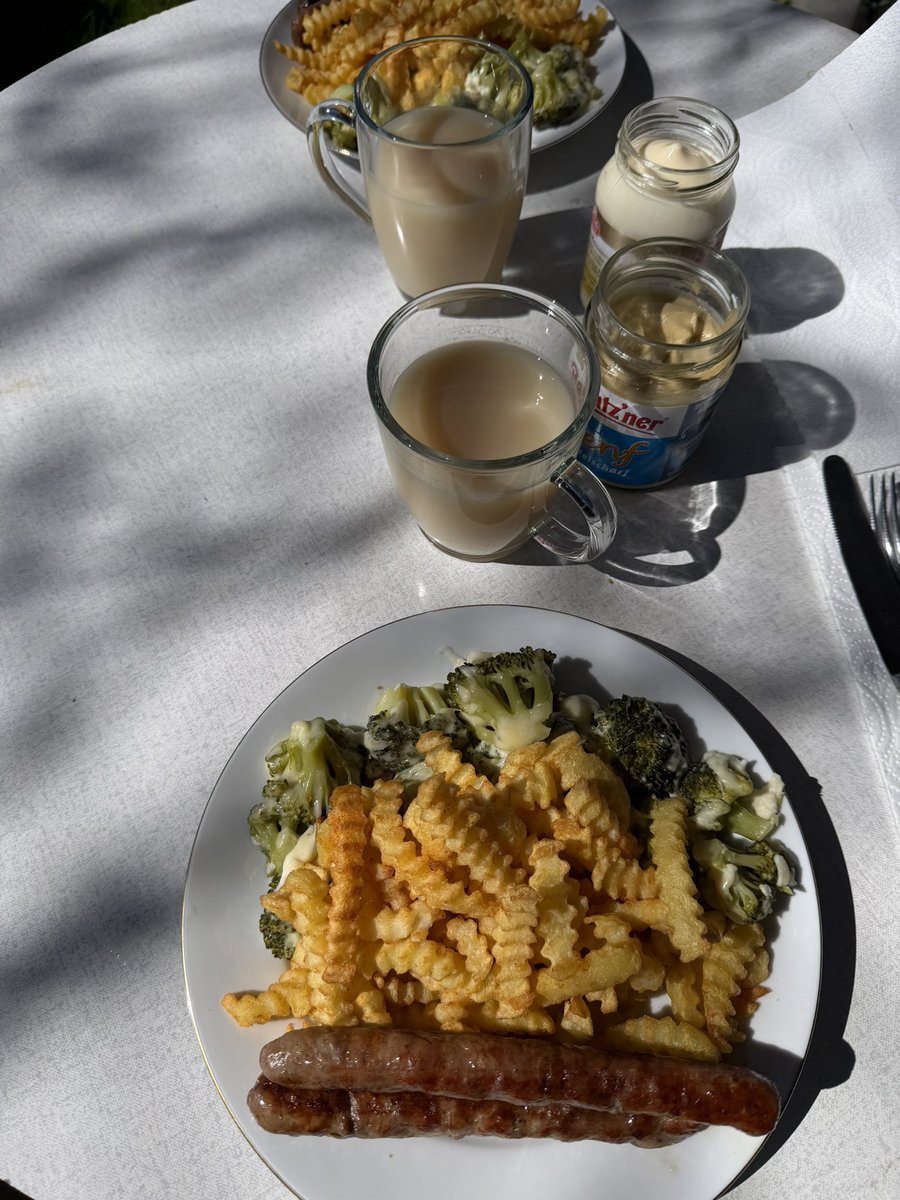 FRD490's tweet image. Lunch
Today
Bratwurst, fries, broccoli and banana juice.
#lunch #BarbecueFRD #picnickingFRD #picnickingPMD