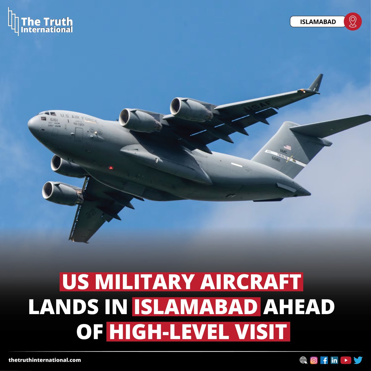ttimagazine's tweet image. US Military Aircraft Lands in Islamabad Ahead of High-Level Visit

FIND MORE: thetruthinternational.com/us-military-ai…

#USMilitary #Aircraft #Lands #Islamabad #HighLevel #Visit #TTI