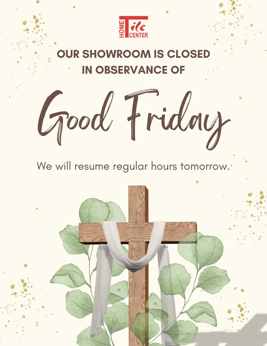 GlobalStoneofNY's tweet image. Our showroom is closed today in observance of Good Friday.
We’ll be back to regular hours tomorrow.

#GoodFriday #HolidayHours #HomeTileCenter #TileStoreNY #ClosedToday