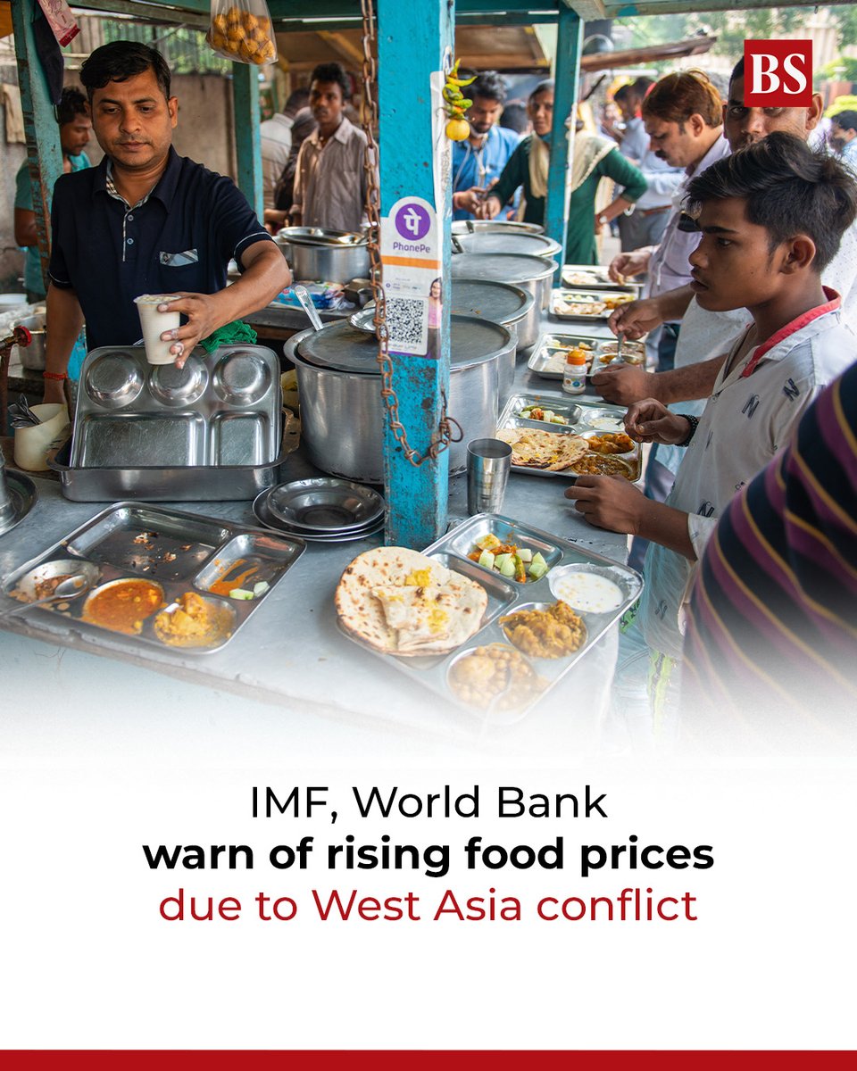 bsindia's tweet image. The IMF, the World Bank and the World Food Programme have said that the war in West Asia has triggered one of the largest disruptions to global energy markets and will inevitably lead to rising food prices and food insecurity.

Details: mybs.in/2g5Mf8b

#IMF #WorldBank