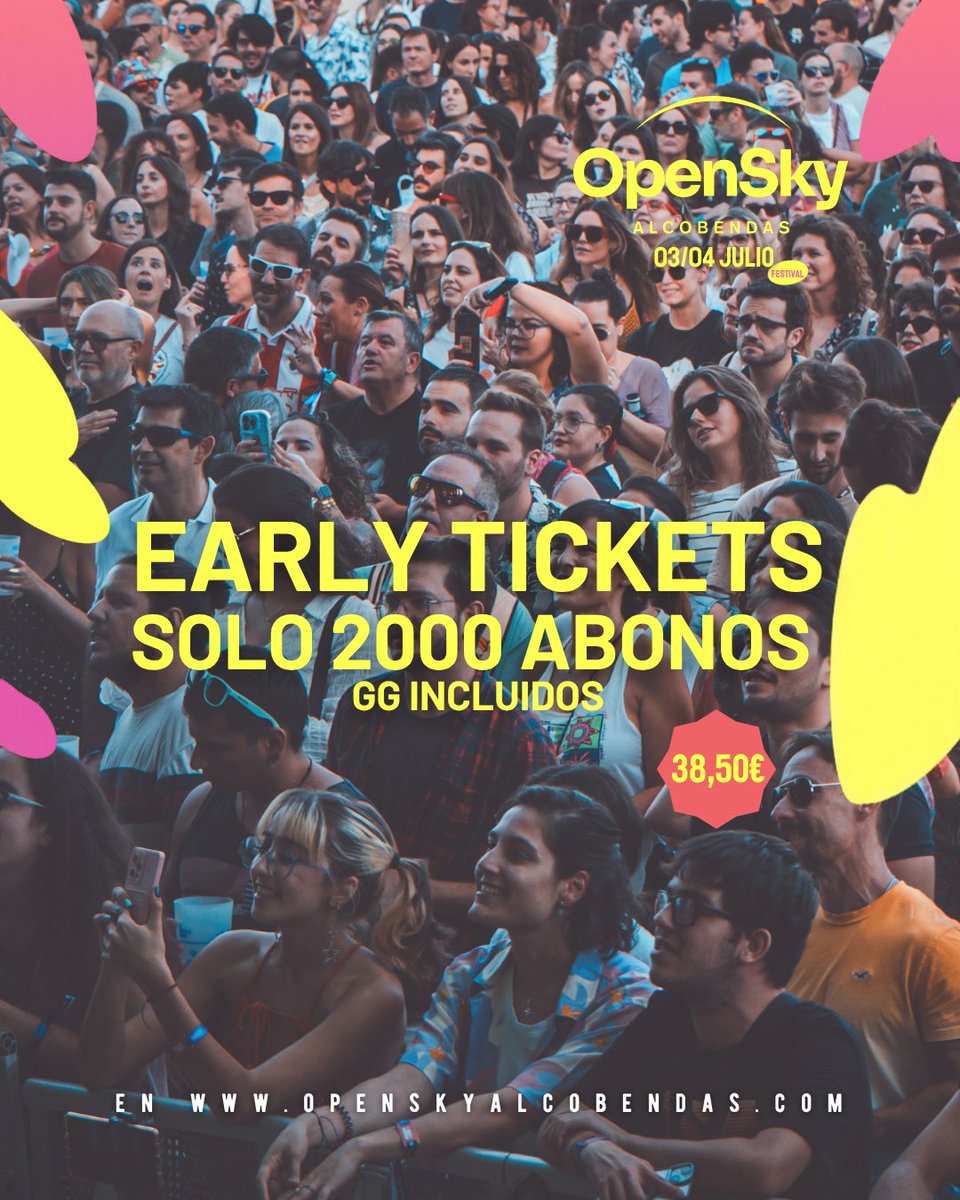 OpenSkyFest's tweet photo. Entradas a la venta mañana viernes 10 a las 12:00h

⚡ EARLY TICKETS
Solo 2000 abonos a 38,50€ con GG incluidos
Los primeros en entrar son los que mejor juegan.

🎻 Además, Ara Malikian el 5 de julio
Entradas desde 49,50€

🎫 https://t.co/xcABDpFiIY https://t.co/a9vTpAEot8