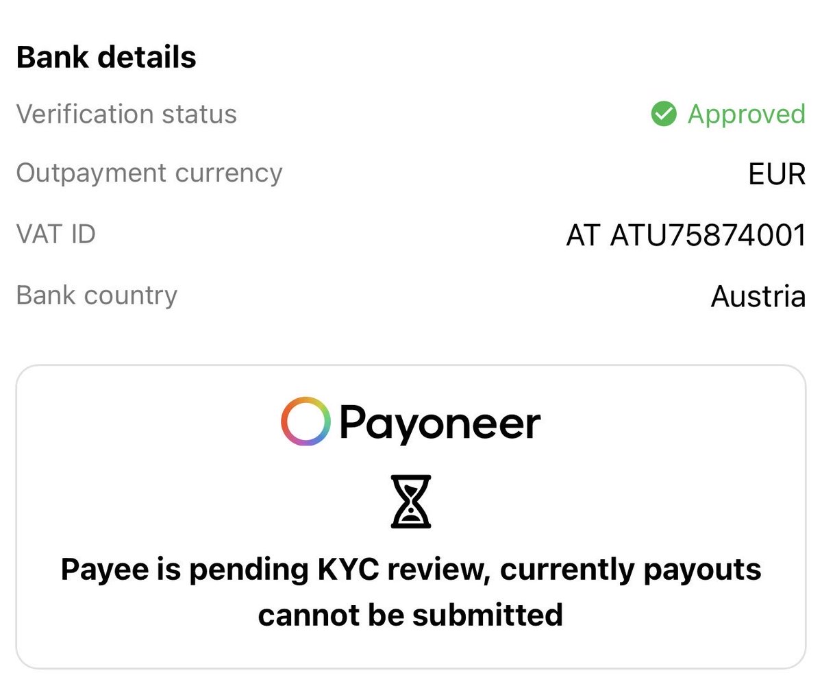 abko_co's tweet photo. @PayoneerSupport I have been waiting for weeks for a simple bank approval. All documents are approved. Case #260407-007990. My business funds are being withheld without reason. If not resolved today, I will file a formal complaint with the Central Bank of Ireland. https://t.co/q0q1uZGg2t