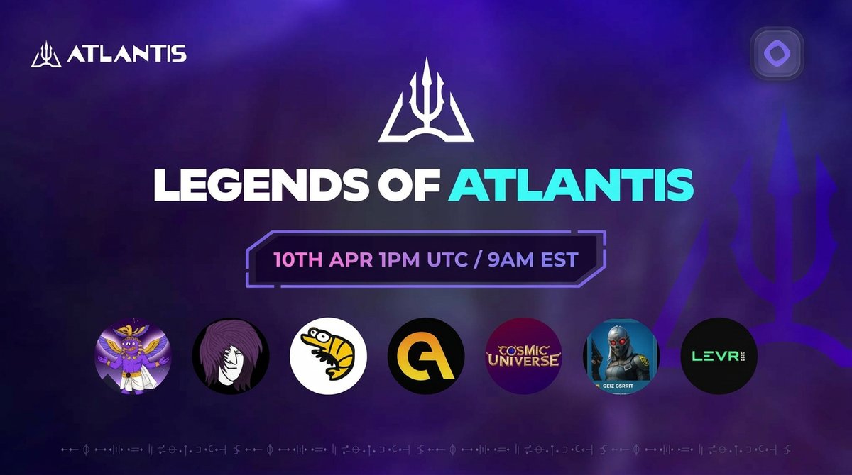Weekends almost here, but not before another Legends of Atlantis!

Tomorrow, 9am EST:
<a href="/Levr_Bet/">Levr.Bet</a>, <a href="/ChainAudits/">ChainAudits</a>, <a href="/monadshramp/">Shramp</a>, <a href="/EmonadCoin/">emonad</a>, <a href="/thecosmicguild/">Cosmic Universe</a>, <a href="/GeizAtlantisDEX/">Geiz Atlantis</a>.

We have our tinfoil hats shined up, trying not to get censored.

▶️ x.com/i/spaces/1MKgN…