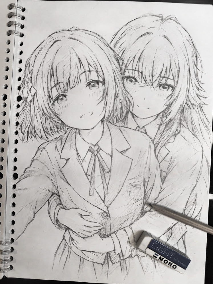 美鈴　
手毬に抱かれる夢の中
＃学マス
＃鉛筆画