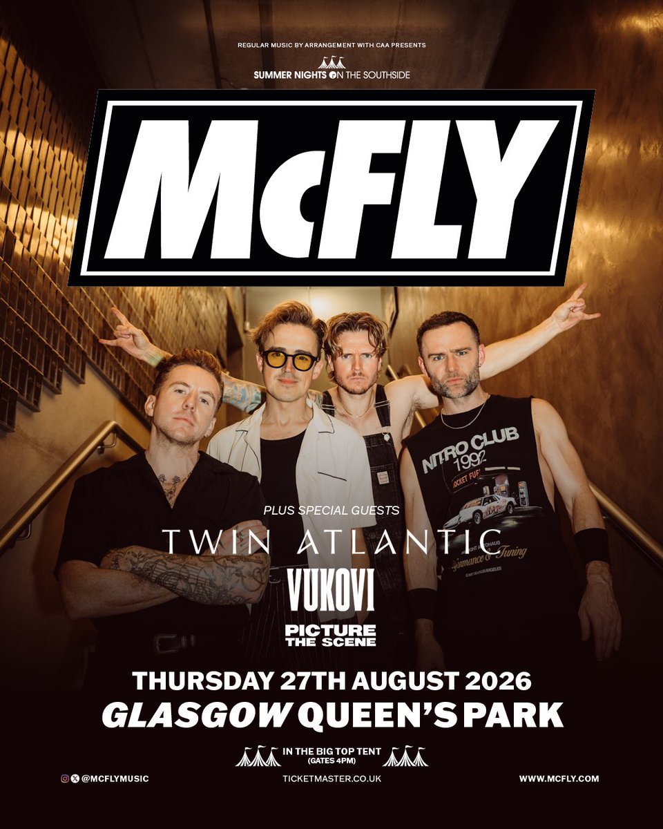 twinatlantic's tweet photo. Twin Atlantic are supporting our friends @mcflymusic this Summer including this newly added show for our hometown crowd at Queens Park in August with our also friends @Vukoviband https://t.co/AuBiYmMvgR