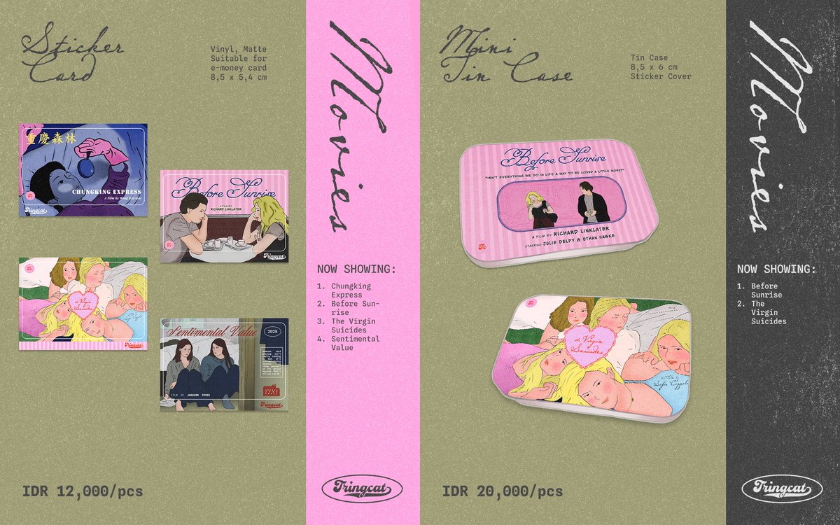 [reposts are appreciated]

TRINGCAT @ OMO! Market Vol 6

📍 Pasaraya Blok M
🌀 Table 195
📅  11-12 April

🪽 available for OTS &amp; mail preorder
🪽 PO until 17 apr

💬 bookmark, sticker, art print movies &amp; songs related
🤍  original, kokuho, linda linda linda, before sunrise, etc